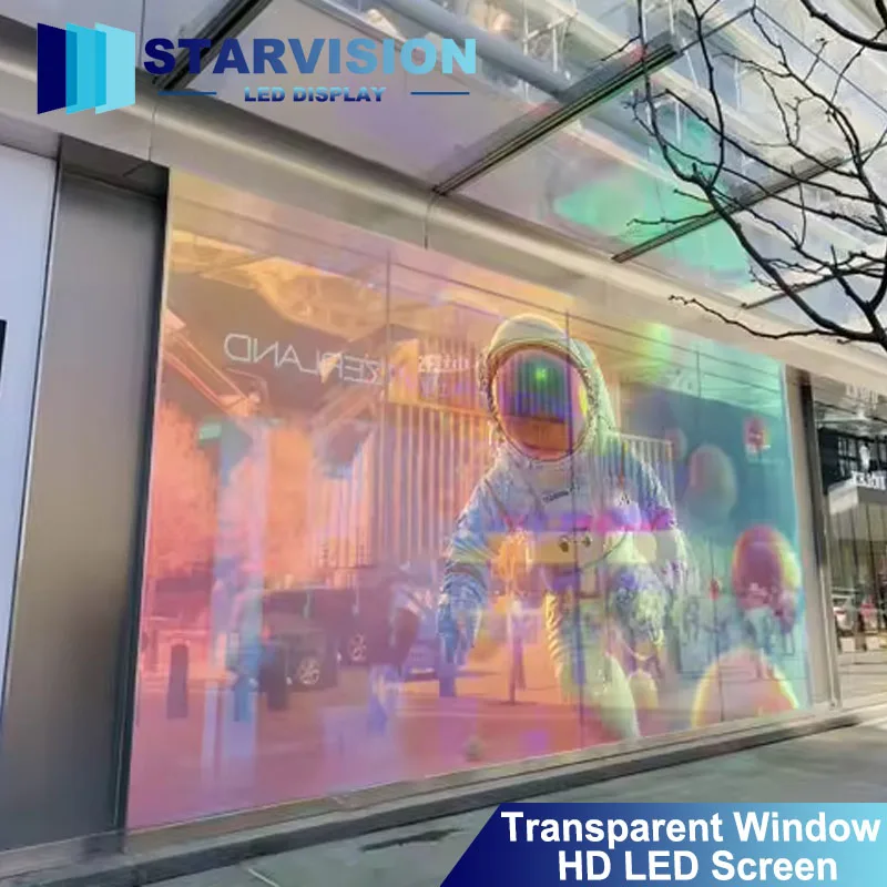 Slim LED Transparent Panel Crystal Clear Visual Effect For Mall Glass Door Advertising