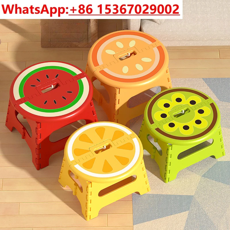 Plastic Thickened Fold Stool Cartoon Creative Portable Low Stool Outdoor Household Small Bench Chair Children