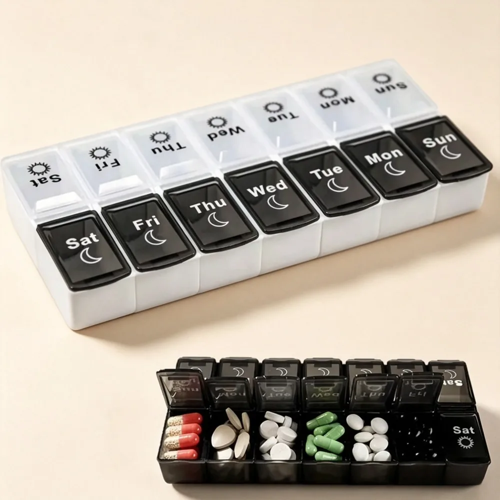 New Hot Weekly Premuim Portable Large Pill Box Cases Organizer 7 Day 14 Grids Storage for Medicine Vitamin Supplements Fish Oils