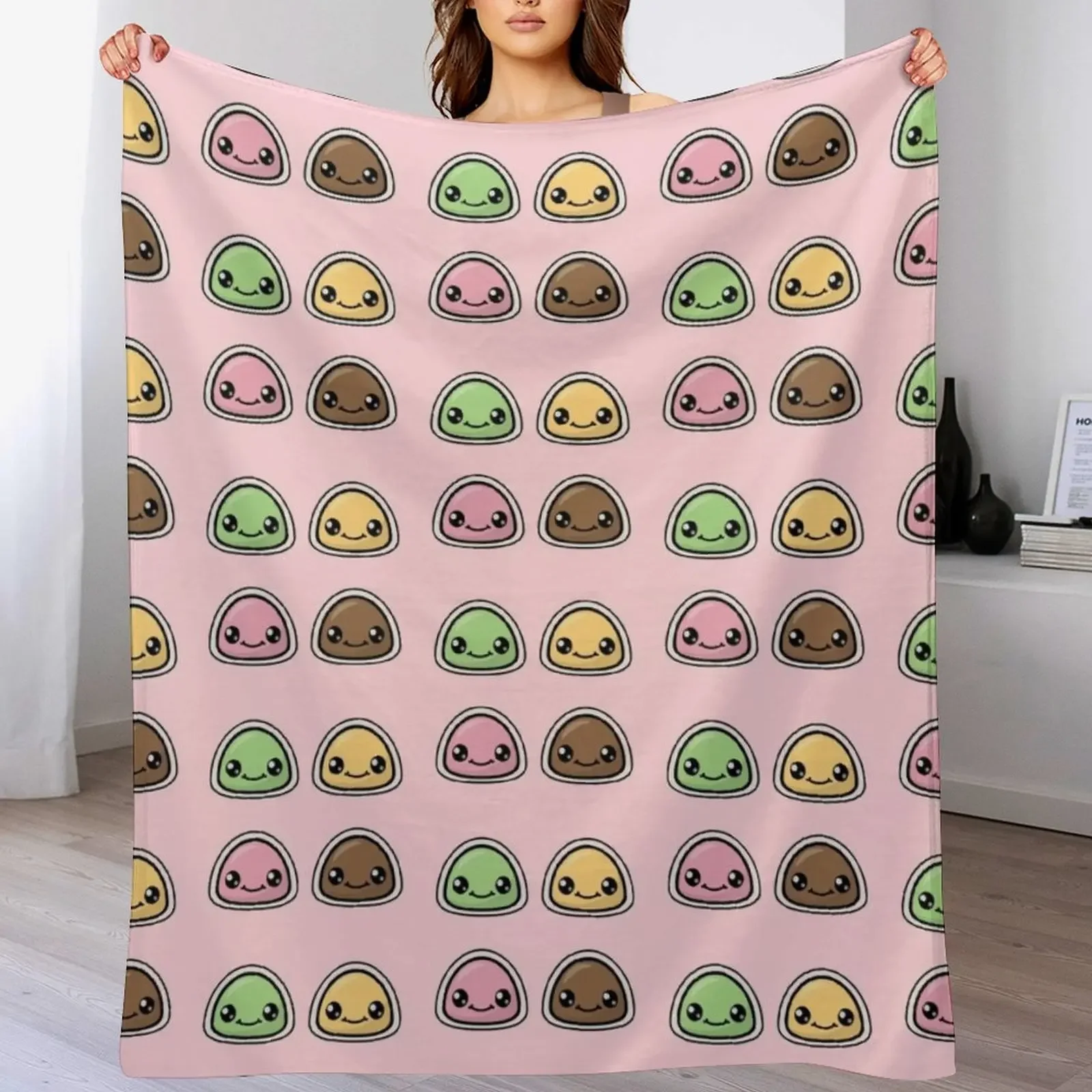 

Happy Mochi Throw Blanket Loose Plush sofa bed Plaid Blankets