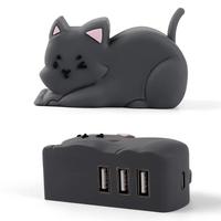 USB Laptop Docking Station Black Cat Shape 3 in 1 Multiport USB 2.0 High Speed USB Type-C Hub Adapter PC Accessories