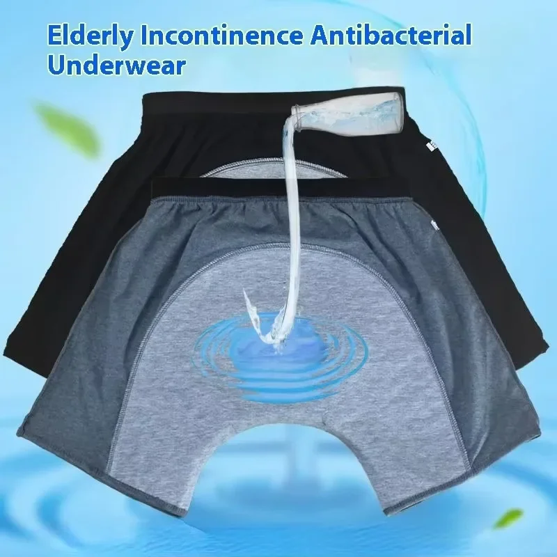 Waterproof Washable Diapers Underwear for Elderly Men Leak-proof Incontinence Boxers Trousers Bed Paralysis Patient Clothes