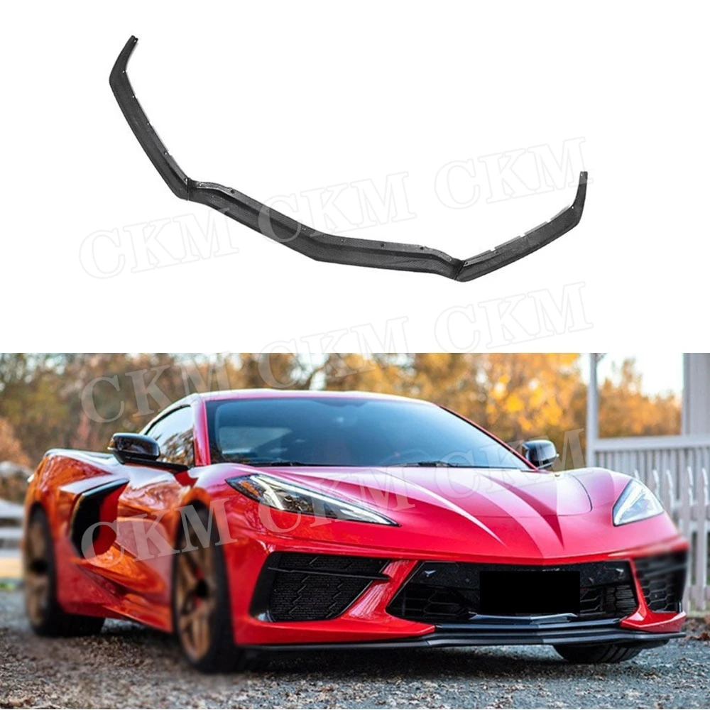 

Dry Carbon Fiber Body Kits Front Bumper Lip Chin Spoiler Splitters Car Styling Accessories for Chevrolet Corvette C8 2019+