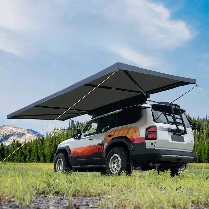 셩마 아웃도어 캠핑 방수 180도 자립형 어닝 자동차 측면 어닝 LED 라이트 바 포함