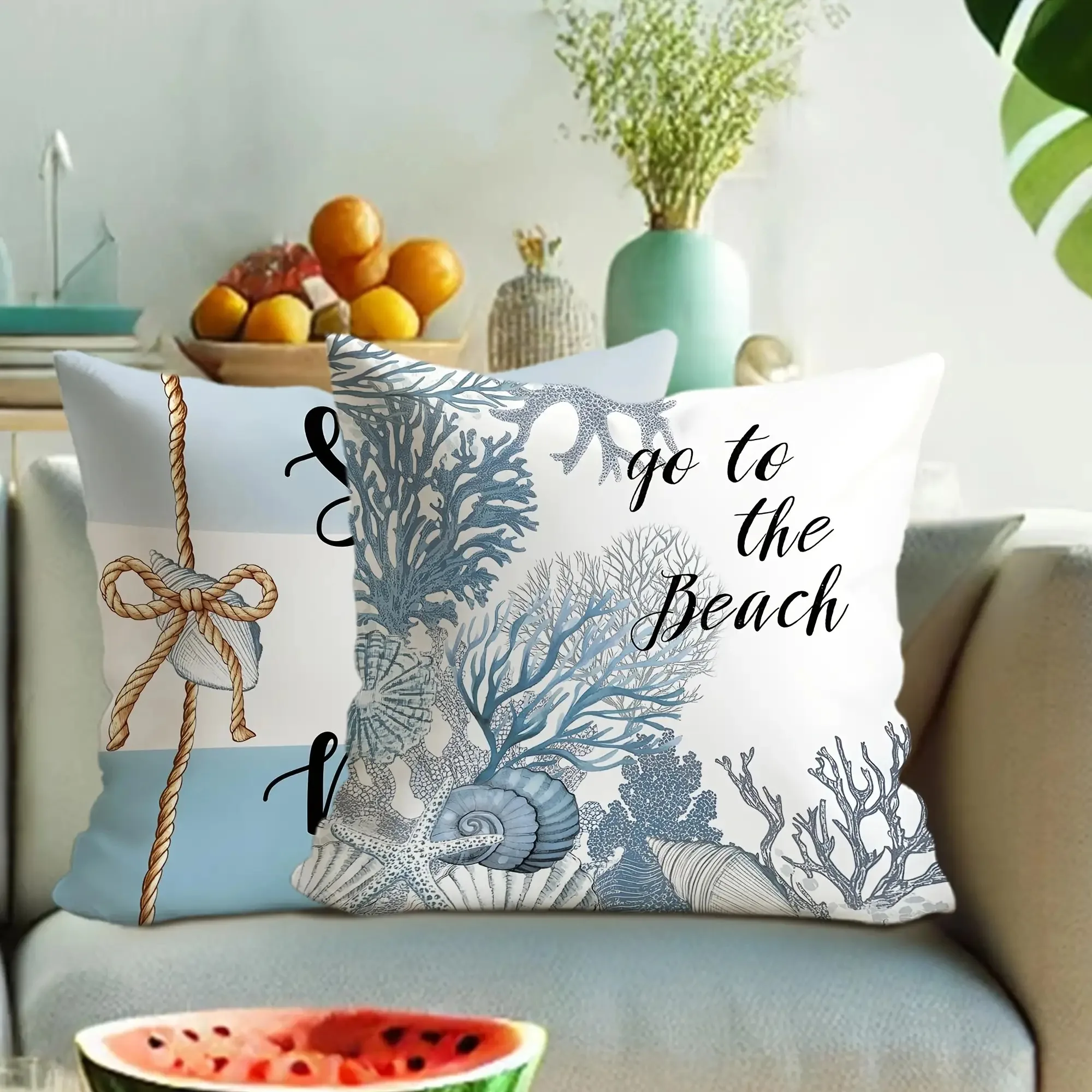 

Наволочка Beach Shell & Coral Art, художественный прибрежный дизайн, чехол для подушки морского домашнего декора