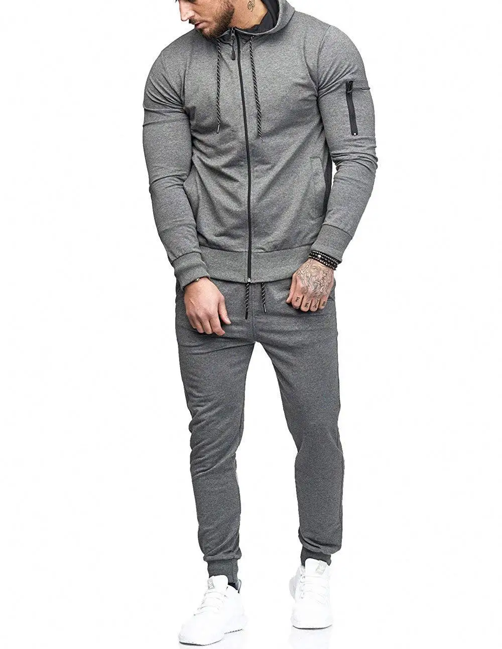 Sudadera con capucha deportiva para hombre, pantalones de chándal ajustados con cremallera, moda informal, otoño e invierno, novedad de 2022