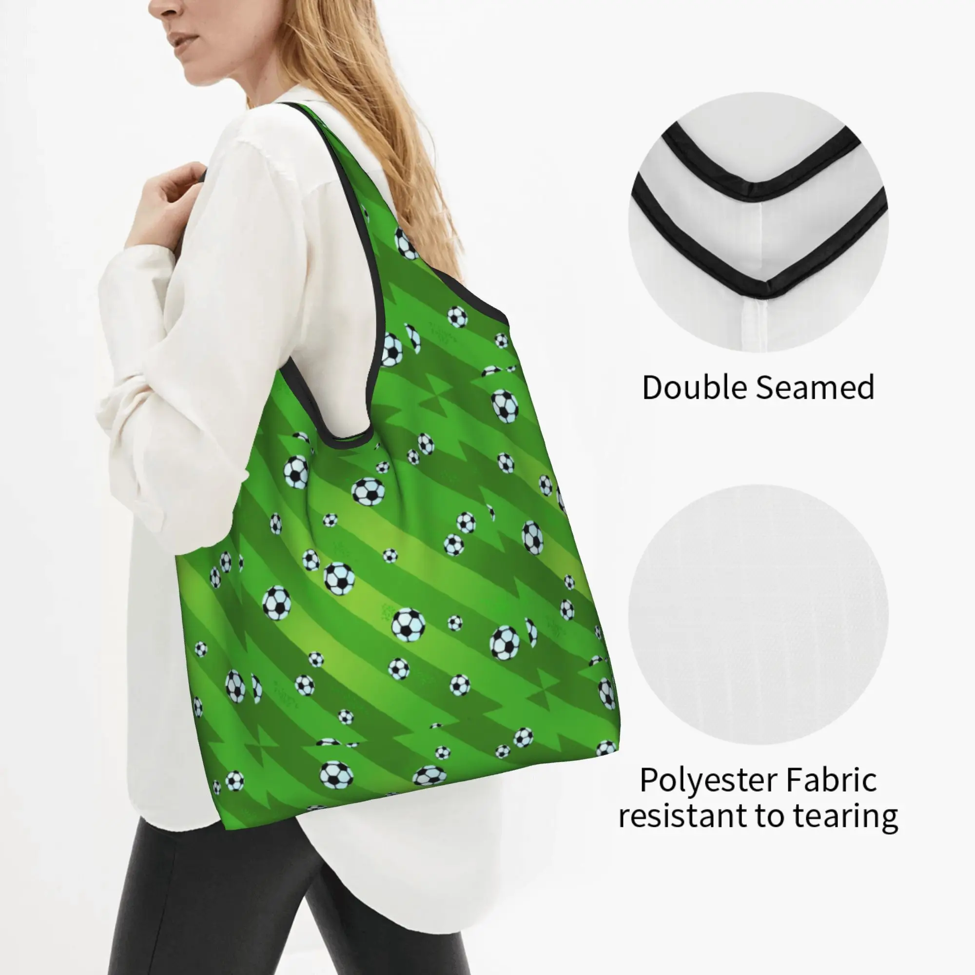 Fashion Football  Soccer  Shopping Tote Bags Portable  Grocery Shoulder Shopper Bag