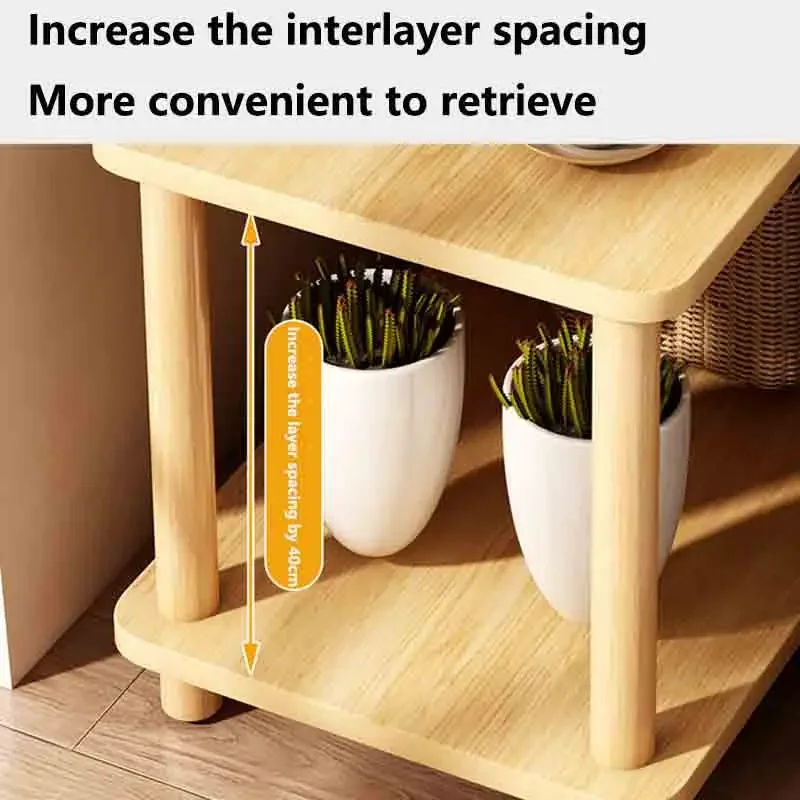 طاولة جانبية من 3 طبقات، طاولة جانبية ضيقة وطويلة مع رف تخزين، منضدة خشبية بجانب السرير لغرفة المعيشة المنزلية وغرفة النوم والمكتب #4