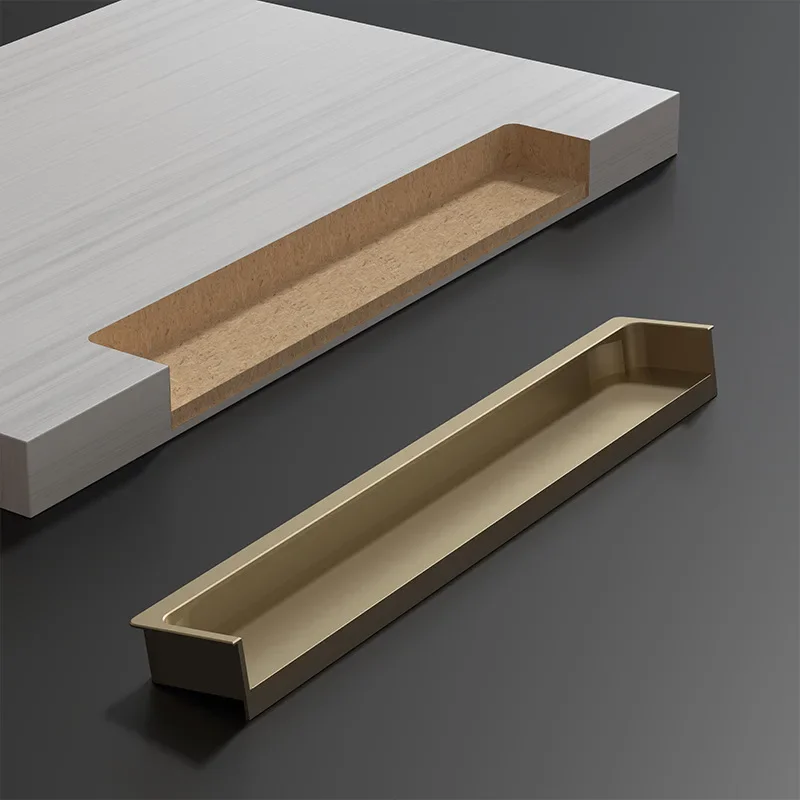 Light Luxury Morandi Same Color Dark Button Handle Skin Texture Slotted Embedded Cabinet Door Handle Drawer Cabinet Door Handle