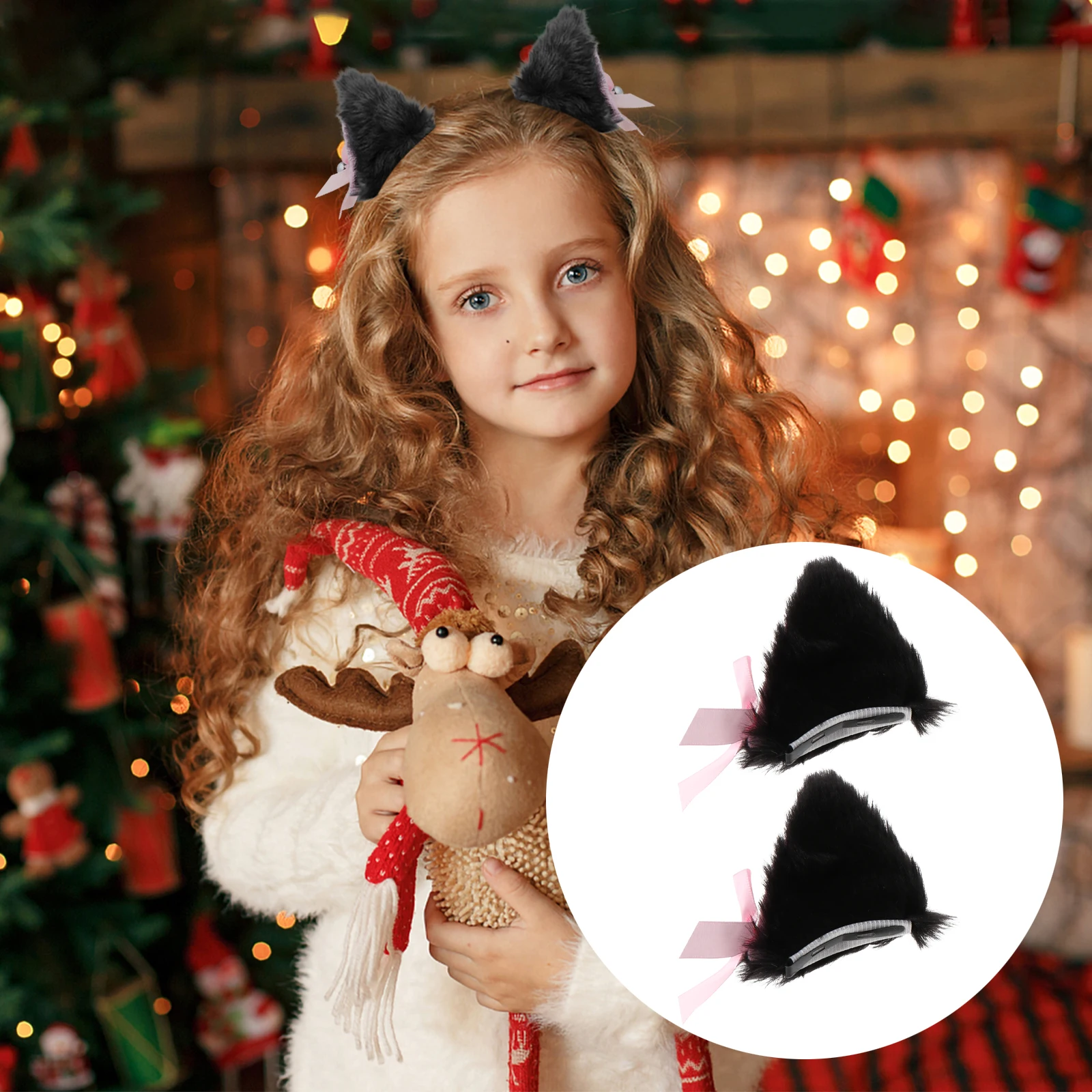 

1 Pair Cat Ear Hairpin Cosplay Party Headdress Cute Hair Barrette Costume Accessory Halloween Festival Decoration Comfortable