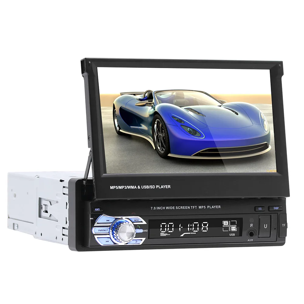 Retractable 7 inch car borne MP5 card inserted player Bluetooth call Reversing priority with MP3 radio