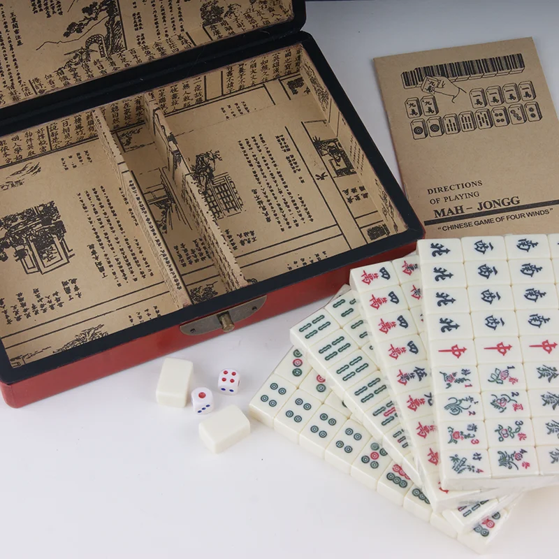 

Antique Mahjong Boxes English Mahjong Small Chess Card Tours Mini Mahjong 22/24 Dormitory Mahjong Portable Outdoor Camping MJ30