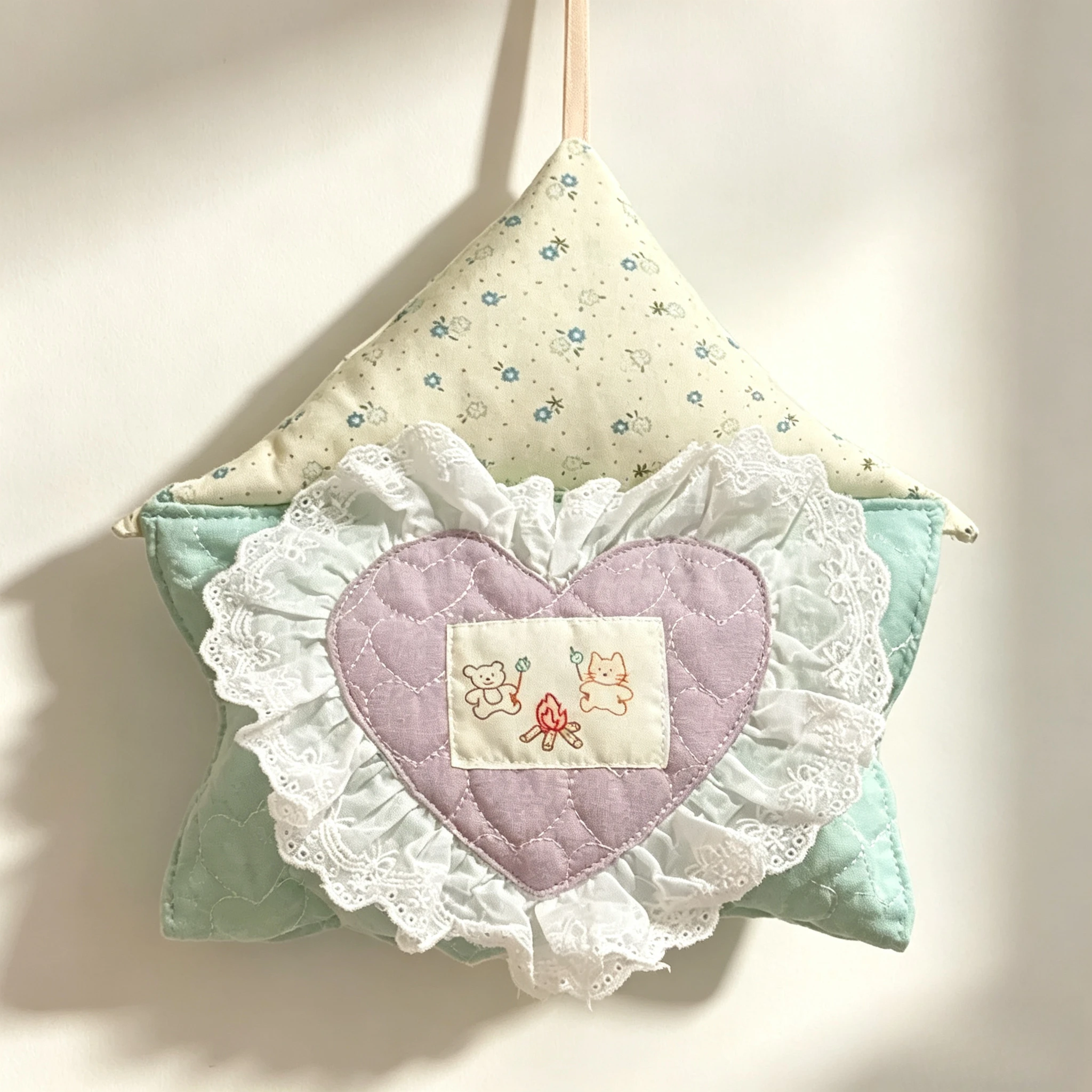 Lace Heart Tissue Bag Floral Hanging Tissue Holder Portable Tissue Box for Dorm Bedroom, Customized