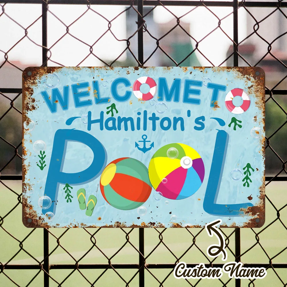 

2D Flat, Vintage Swimming Pool Metal Wall Art Sign Easy To Hang For Outdoor Farmhouse Bar Plaque Decor Ideal Gift Decoration