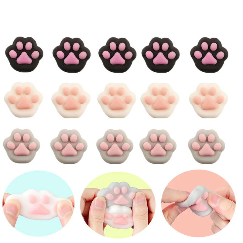 

1/5PCS Cute Cat Paw Squeeze Toy TPR Squishy Fidget Toys for Children Adults Gift Silicone Soft Cat Foot Decompression Toy