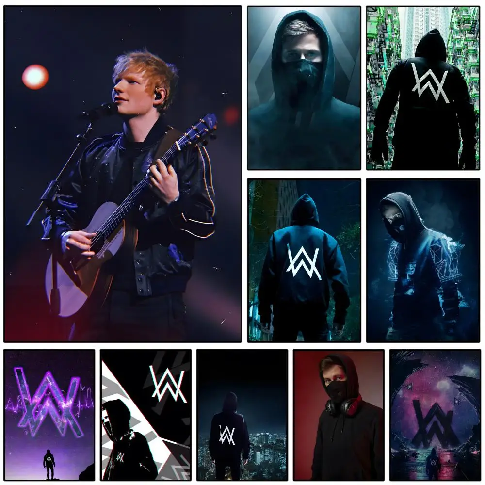 A-Alan Walker Singer Poster Self-adhesive Art Waterproof Paper Sticker Coffee House Wall Decor