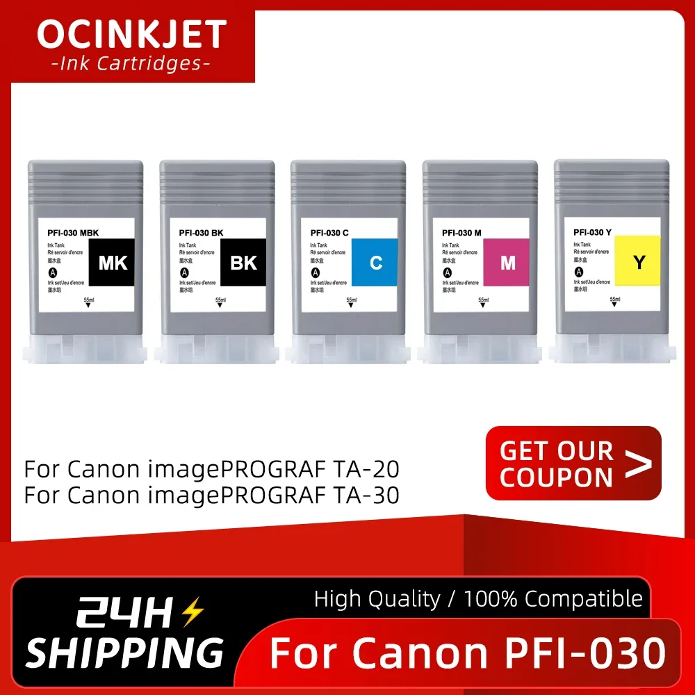 For Canon PFI-030 PFI030 Compatible Ink Cartridge Full With Pigment Ink For Canon imagePROGRAF TA-20 TA-30 Printer 55ML