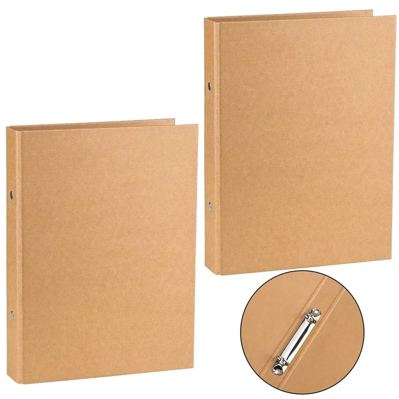 2Pcs A5 Refillable Ring Binder, A5 Kraft Paper Binder Tray With 2 Rings To Add Loose Sheets