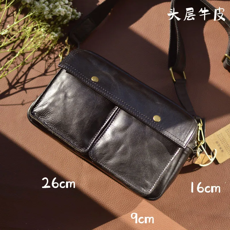 AETOO Autumn and winter new first layer leather leather small square bag plant tanned leather fashion shoulder bag men\'s bag cro