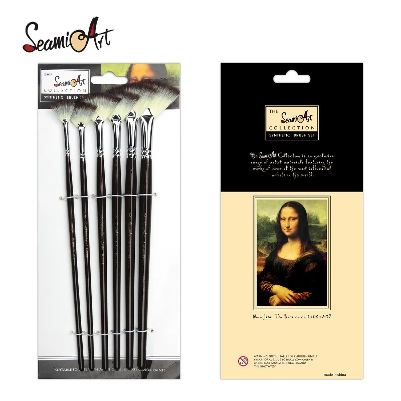 Künstler-Fächer-Pinsel-Set, 6-teilig, professionell, weich, Anti-Shedding-Fächerpinsel für Acryl, Öl, Aquarell, Gouache, Malsets
