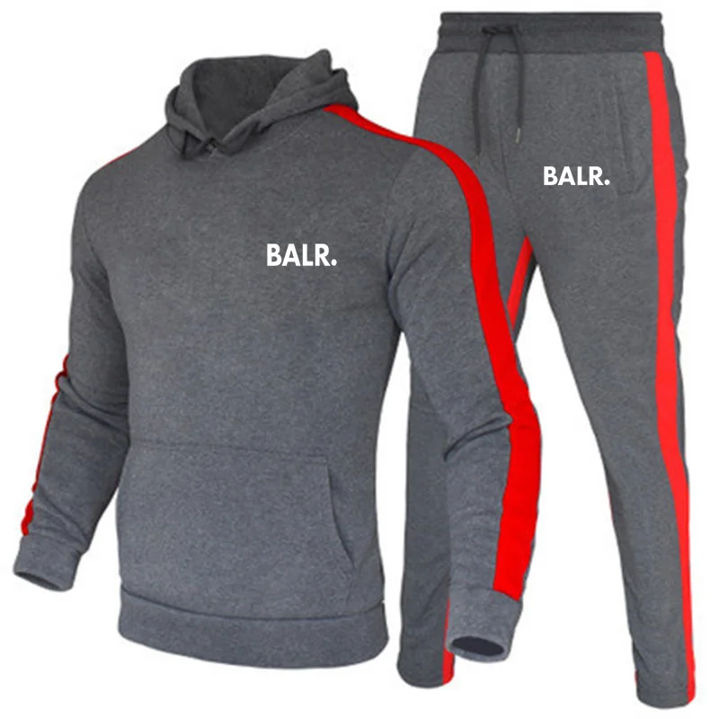 Sports Fitness BALR Men Women Set Hoodies+Pants 2 Pieces Sets Autumn Winter Hooded Tracksuit Male Sportswear Gym Sudadera Hombre