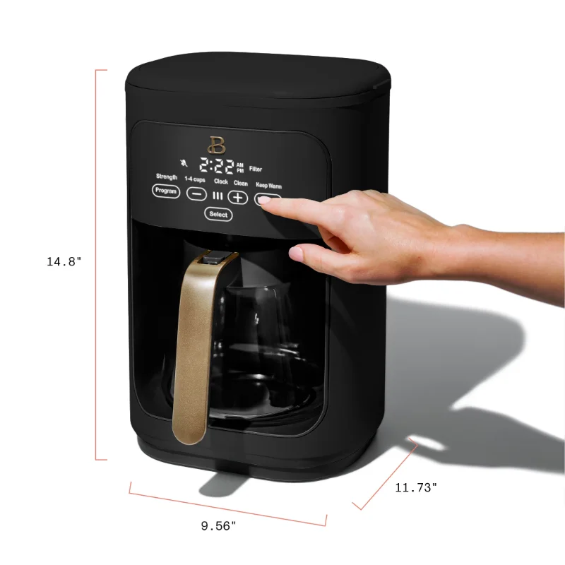 Beautiful 14 Cup Programmable Touchscreen Coffee Maker, Black Sesame by Drew Barrymore