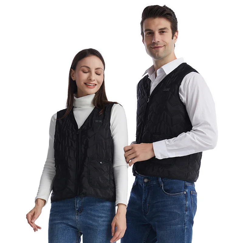 Powered Thermal Heated Gilet 8 Zones Carbon Fiber Heating Vest Sleeveless Waistcoat For Winter Cold Resistant Outdoor Activities