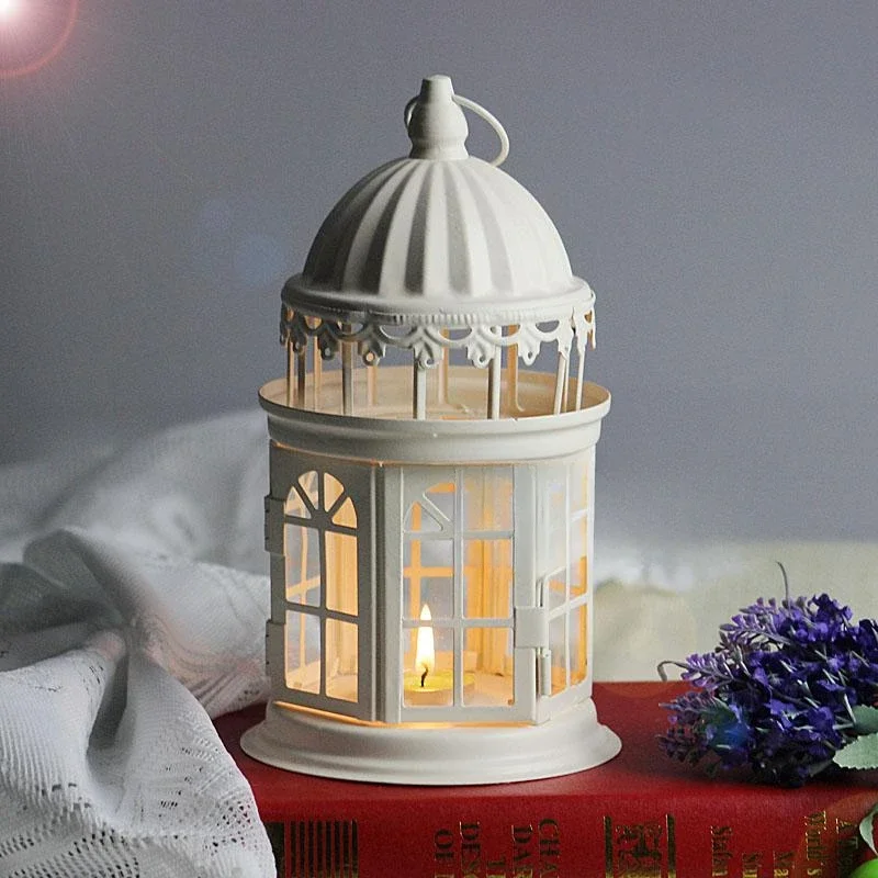 

Винтажная железная ветровая лампа, европейский белый подсвечник с замком, простая декоративная лампа в деревенском стиле, свадебные украшения