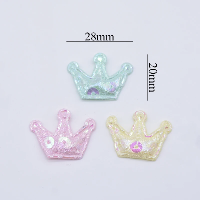 100Pcs 28*20mm Bling Crown Applique Padded Patches for DIY Headwear Hair Clips Decor Clothes Hat Crafts Sewing Supplies