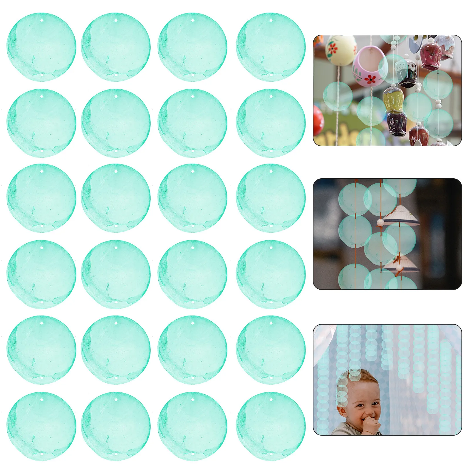 

100Pcs Round Shells Pieces Polished Flat Slices DIY Craft Accessories Jewelry Making Wind Bell Decoration Round Shells Pieces