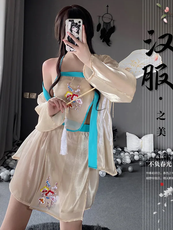 New  Style Skirt Set Side Split Design Sense Fashion Embroidery Charm Mature Elegant Gentle Top Cheongsam Belly Bag Sexy JR2P