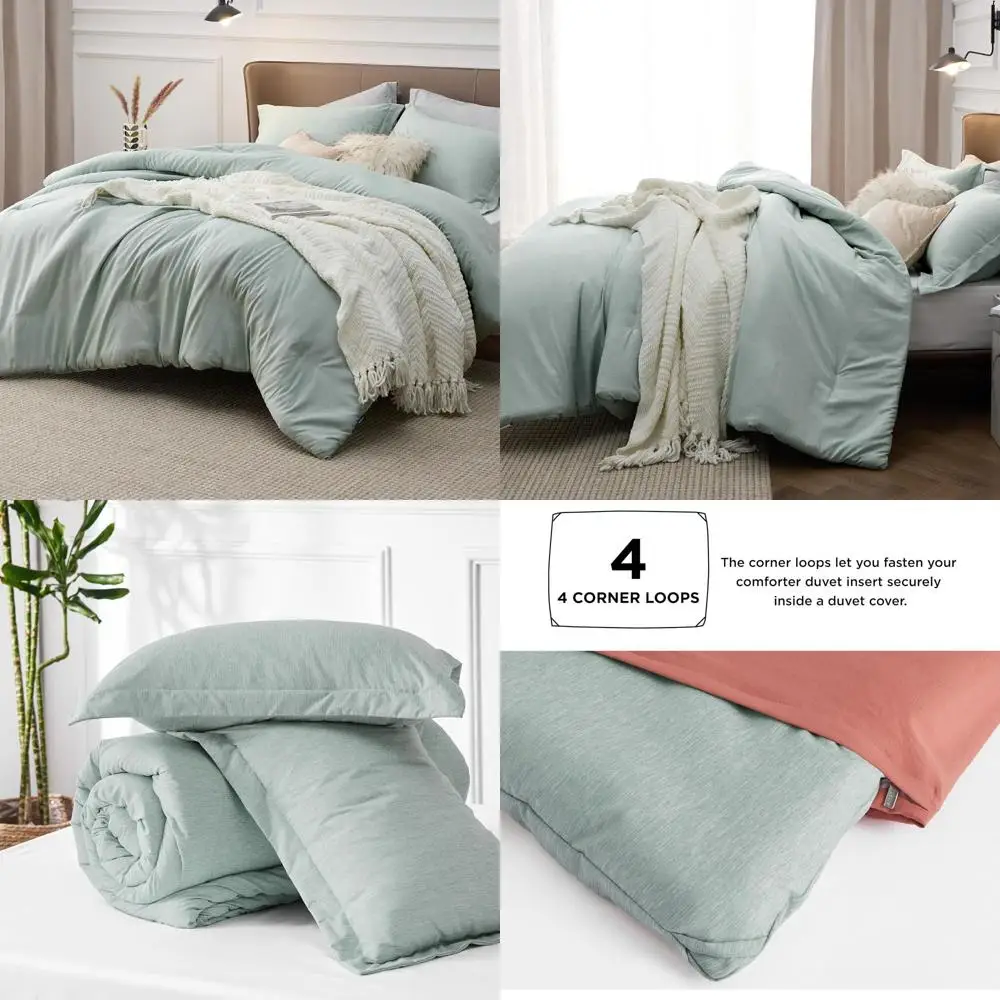 

Sage Green Oversized Queen Comforter Set - 3-Piece Soft Bedding for All Seasons, Cationic Dyed, 98x98 Comforter & 2 Pillow Shams