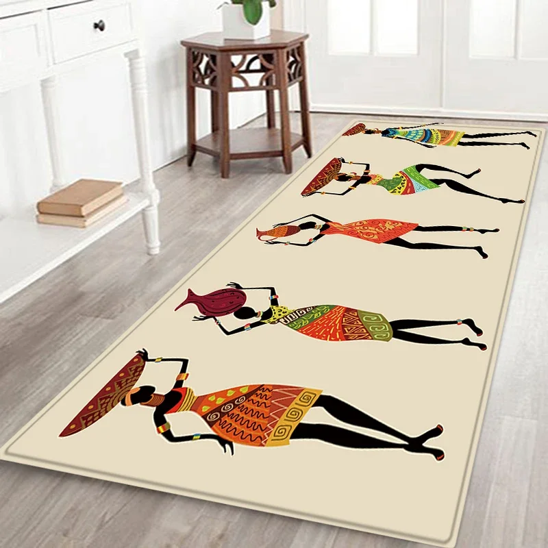 African Women Carpet for Living Room Home Decor Kitchen Hallway Balcony Rugs Bedroom Bedside Foot Pad Bath Non-slip Door Mat