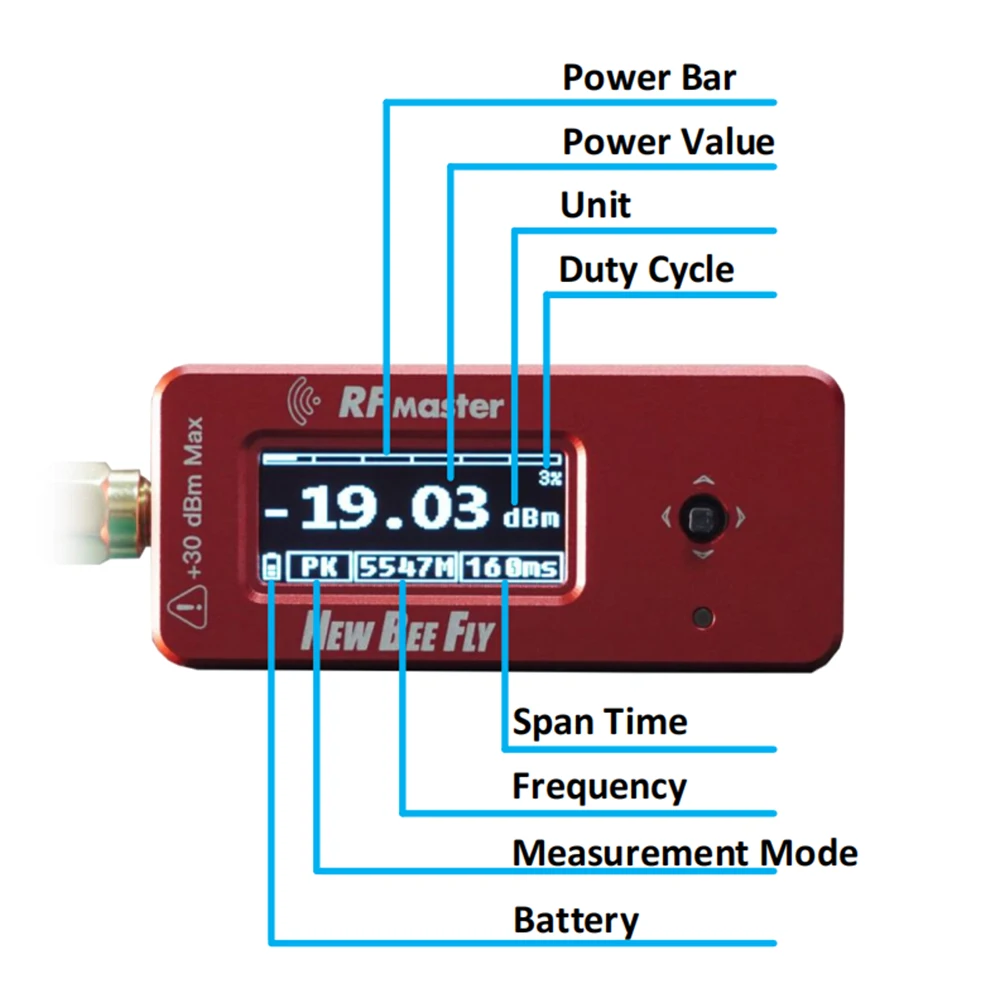 NEW BEE FLY RF MASTER Portable Master Multi-function Wide frequency Tester with Antenna /Power meter attenuator for FPV VTX