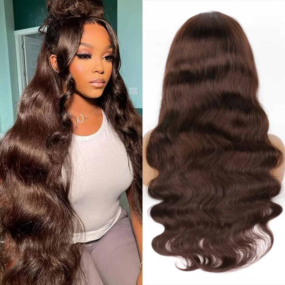 16A 100% Remy Hair Dark Brown Body Wave Wigs Human Hair #4 Brown 13x6 13x4 HD Lace Frontal Human Hair Wigs For Women 180%
