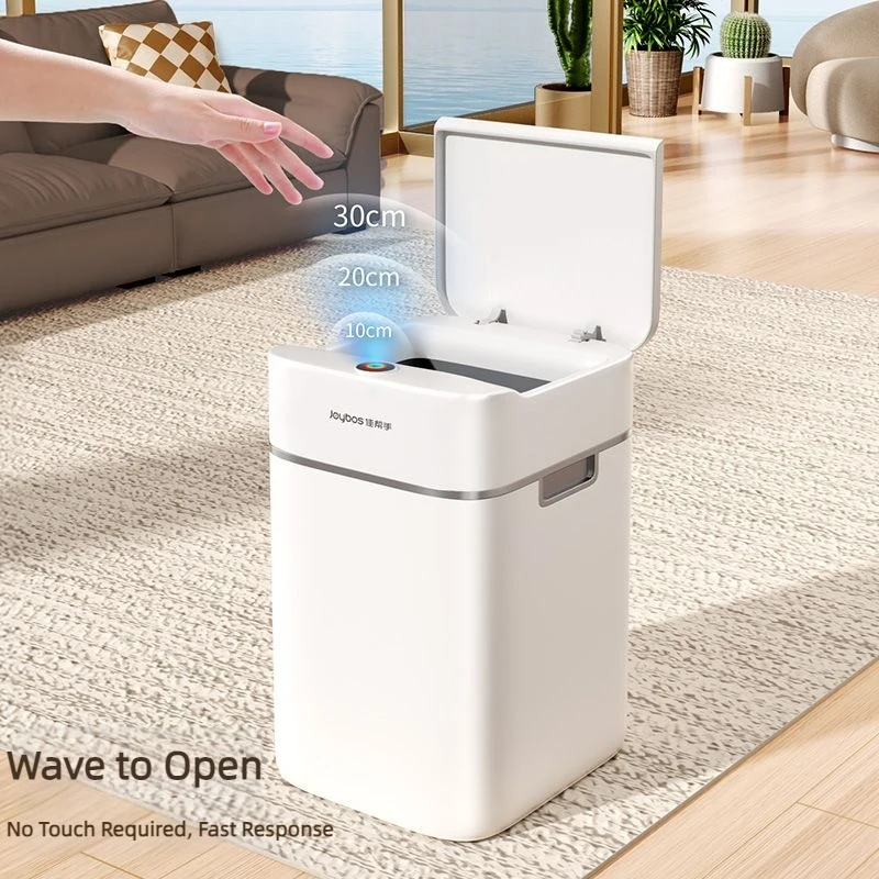 JOYBOS Smart Trash Can Automatic Motion Sensor Adsorption Kitchen Bathroom Garbage Bin With Lid Large Capacity For Home Office