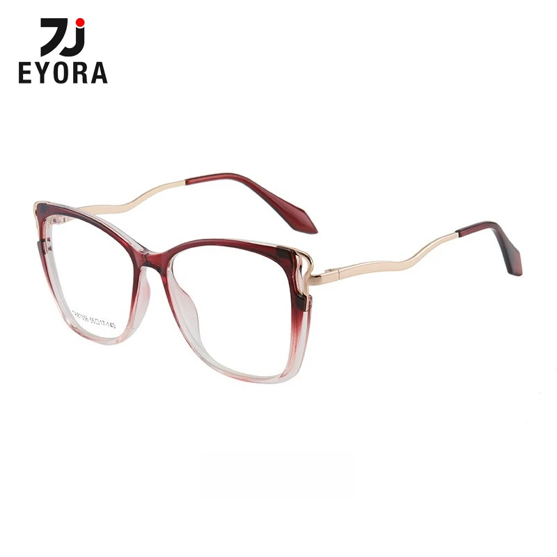 

EYORA Fashion Cat Eye Metal Women Reading Glasses Anti Blue Light Myopia and Hyperopia Photochromic Prescription Eyewear Lens