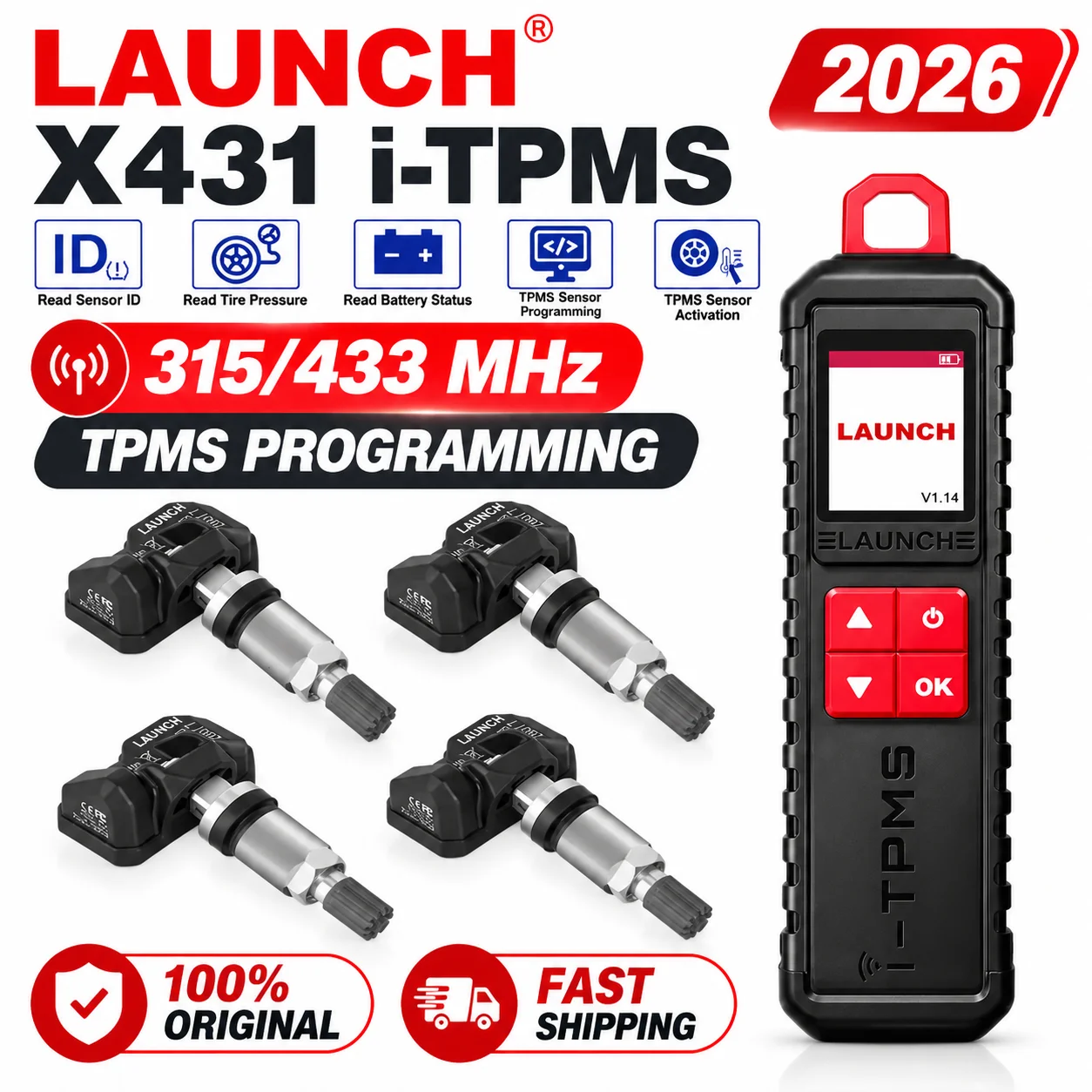 LAUNCH X431 i-TPMS TPMS Programming Tool 315/433MHz Tire Pressure Sensor Activation Relearn for Android X431 Scanner PK TSGUN