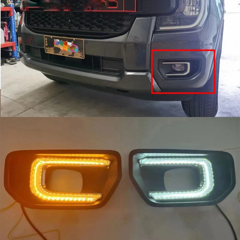 

Daylights For Ford Ranger T9 2022 2023 XL XLT LED Car DRL Daytime Running Light 12V Driving Fog Lamp With Turning Yellow Signal