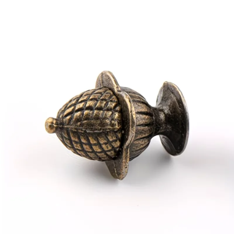 6Pcs Bronze-colored pinecone-shaped drawer handle, cabinet small handle, including installation screws