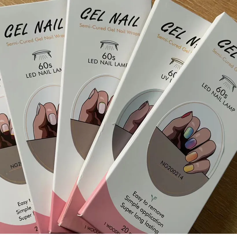 Tiras De Unhas De Gel Adesivo Semi-Curado, Adesivos De Cobertura Completa Para Unhas, Lâmpada UV, Necessidade De Imprensa Em Unhas, Manicure De Moda, 16 Dicas, 18 Dicas, 20 Dicas