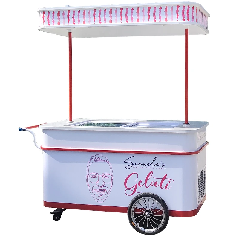 Electric Cargo Bike Ice Cream Cart With Refrigerator Mobile Food Vending Tricycle Customized Gelato Shop On Wheels Street