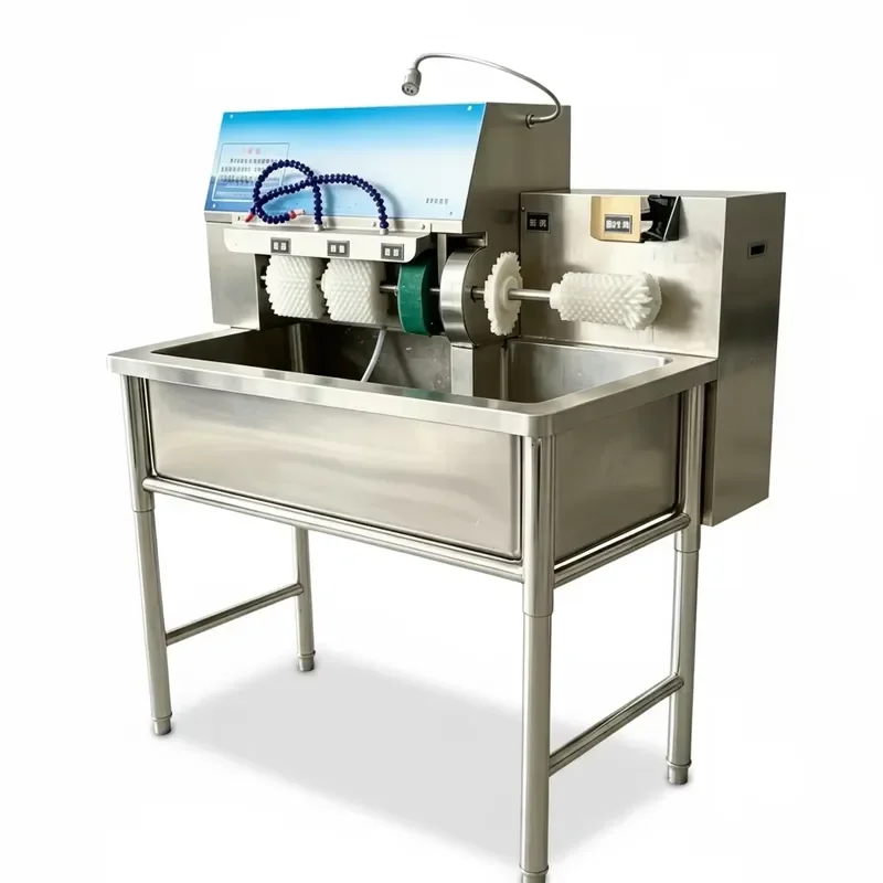 Commercial Shoe Washing Machine Stainless Steel Industrial Shoe Washer 8 Brush Semi Automatic Sanitizing Cleaner