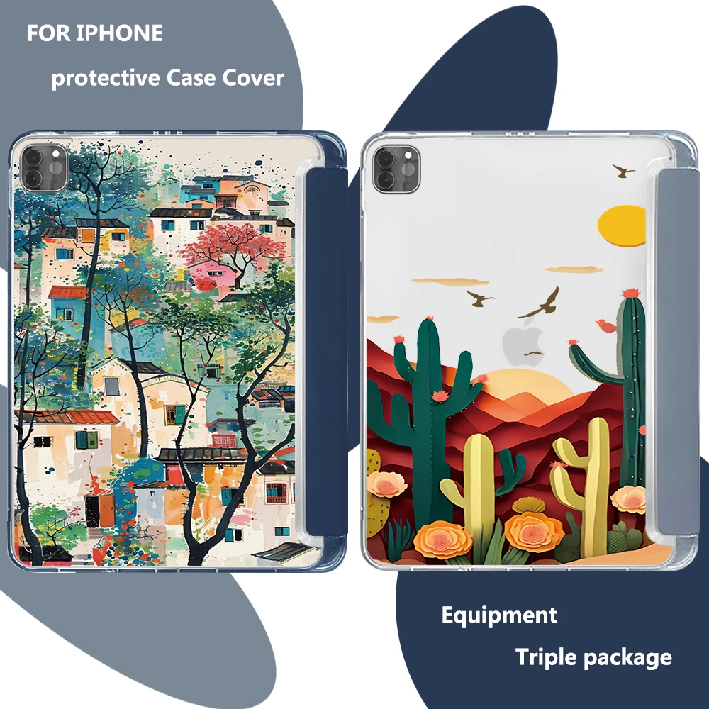 Чехол с живописным рисунком кактуса