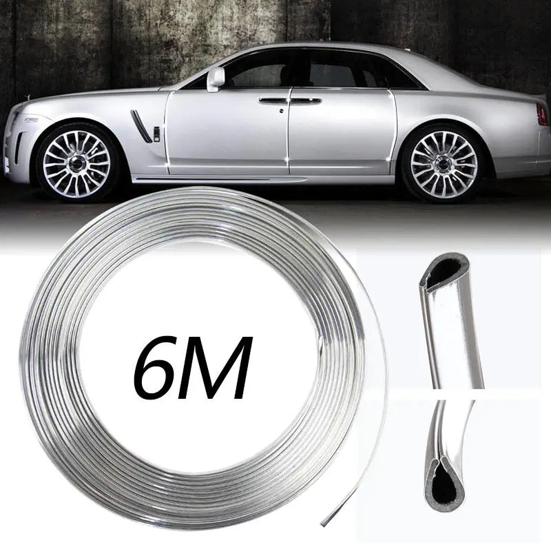 

1 Roll 6M Car Styling Mouldings Door Moulding Strip Chrome Car Body Door Edge Moulding Trim Strip Scratch Guard Protector