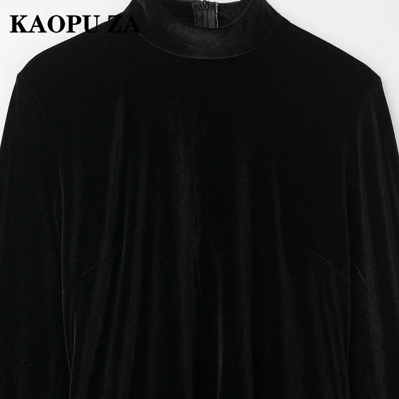 KAOPU ZA 2025 Herfst Nieuwe Vrouwelijke Verfijnde Stand Kraag Suede Top Maxi Rok Hipster Lente Vrouw Lange Mouw Jurken Jurk