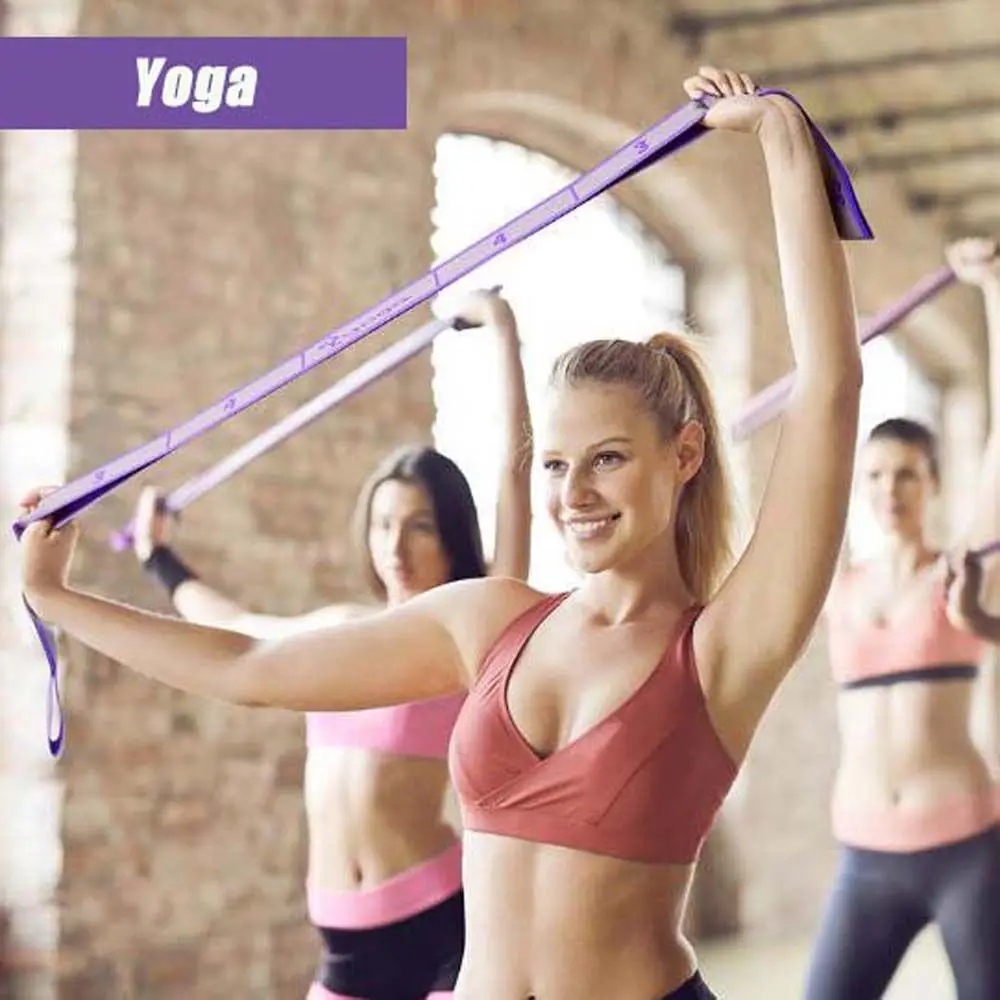 Fitness Dance Resistance Elastic Strap Nylon Multi Loops Tension Band Yoga Belt Pilates Stretch Rope
