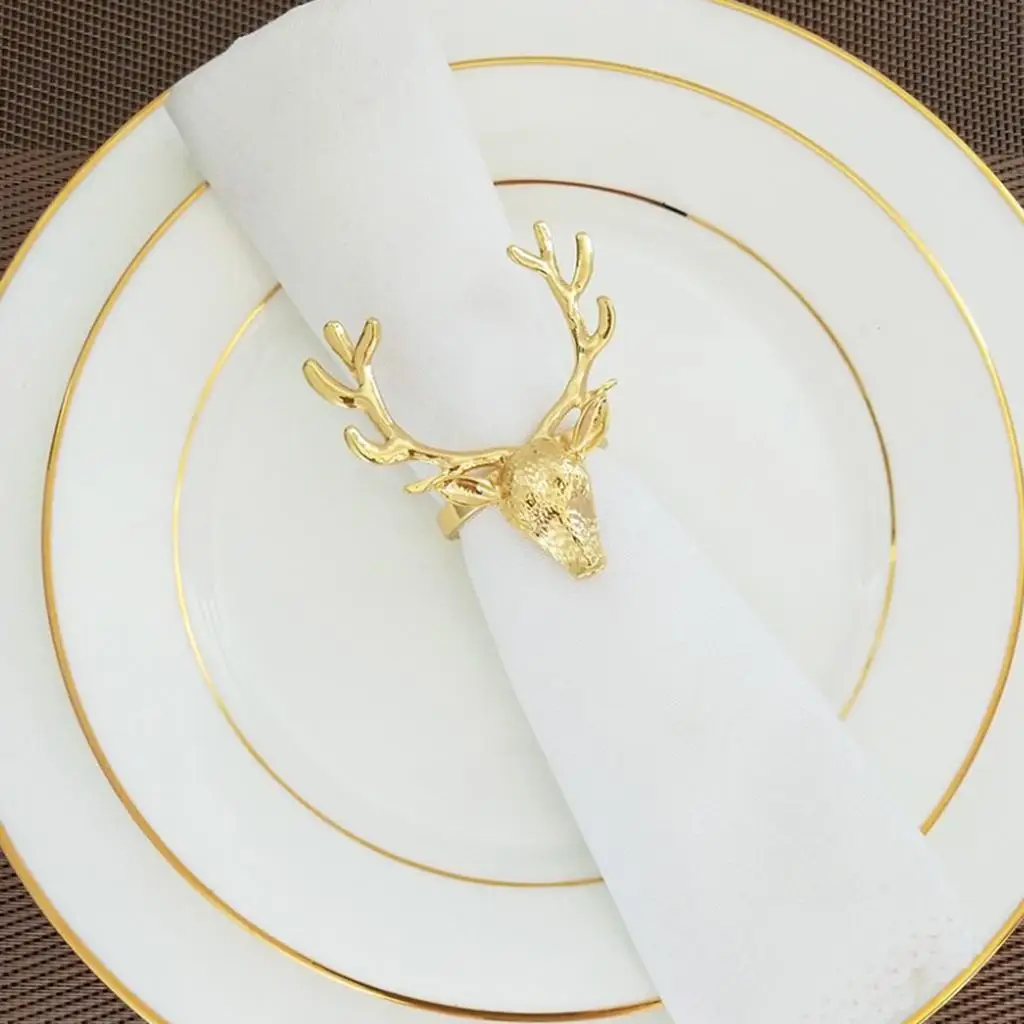 Banquet (&Golden) Reindeer Holders Napkin Rings Dinner Decoration