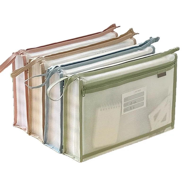 Double Layer A4 EVA File Bag, Waterproof Zipper Pouch for School Office, Large Capacity Document Organizer, Homework Storage