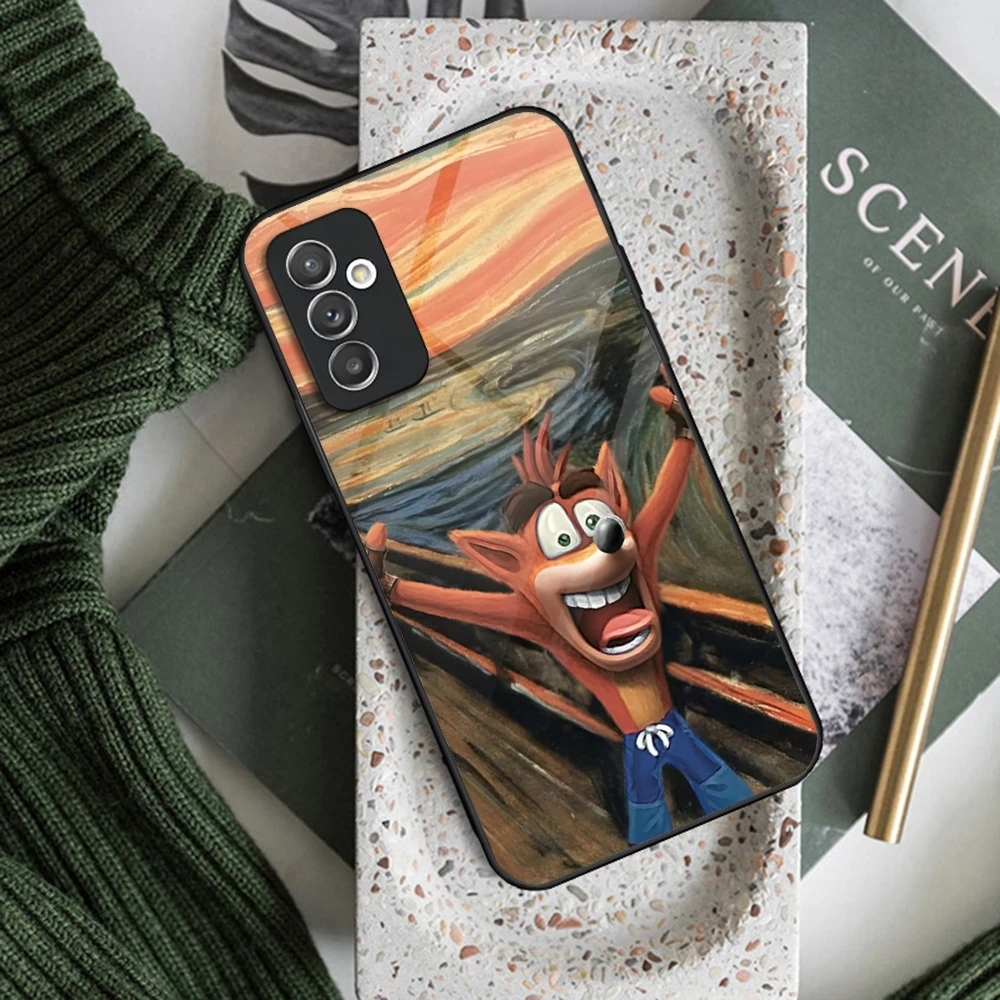 Crash Bandicoot Game Phone Case Glass for Samsung Galaxy S25 S24 S21 S22 S23 S20 Ultra Fe Plus A34 A54 A24 A16 A52 A53 M54 Cover